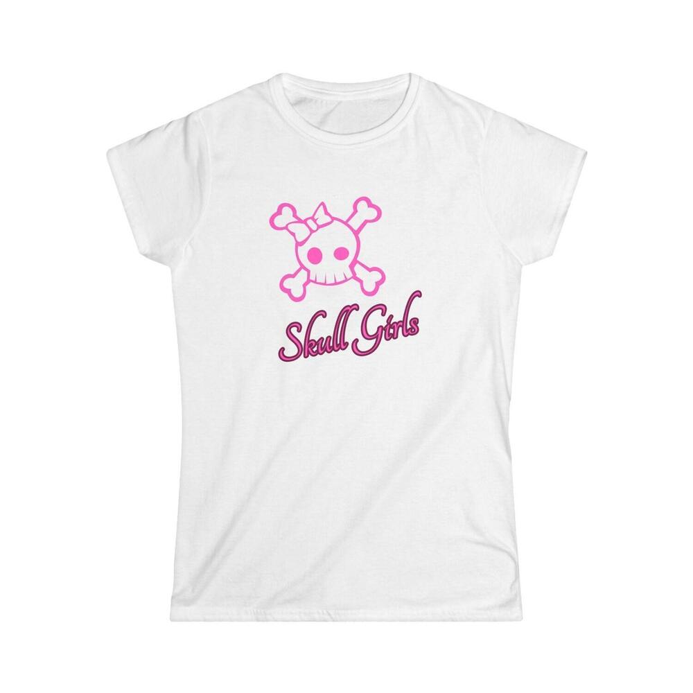 Skull Girls Graphic Tee, Trendy Skull Shirt